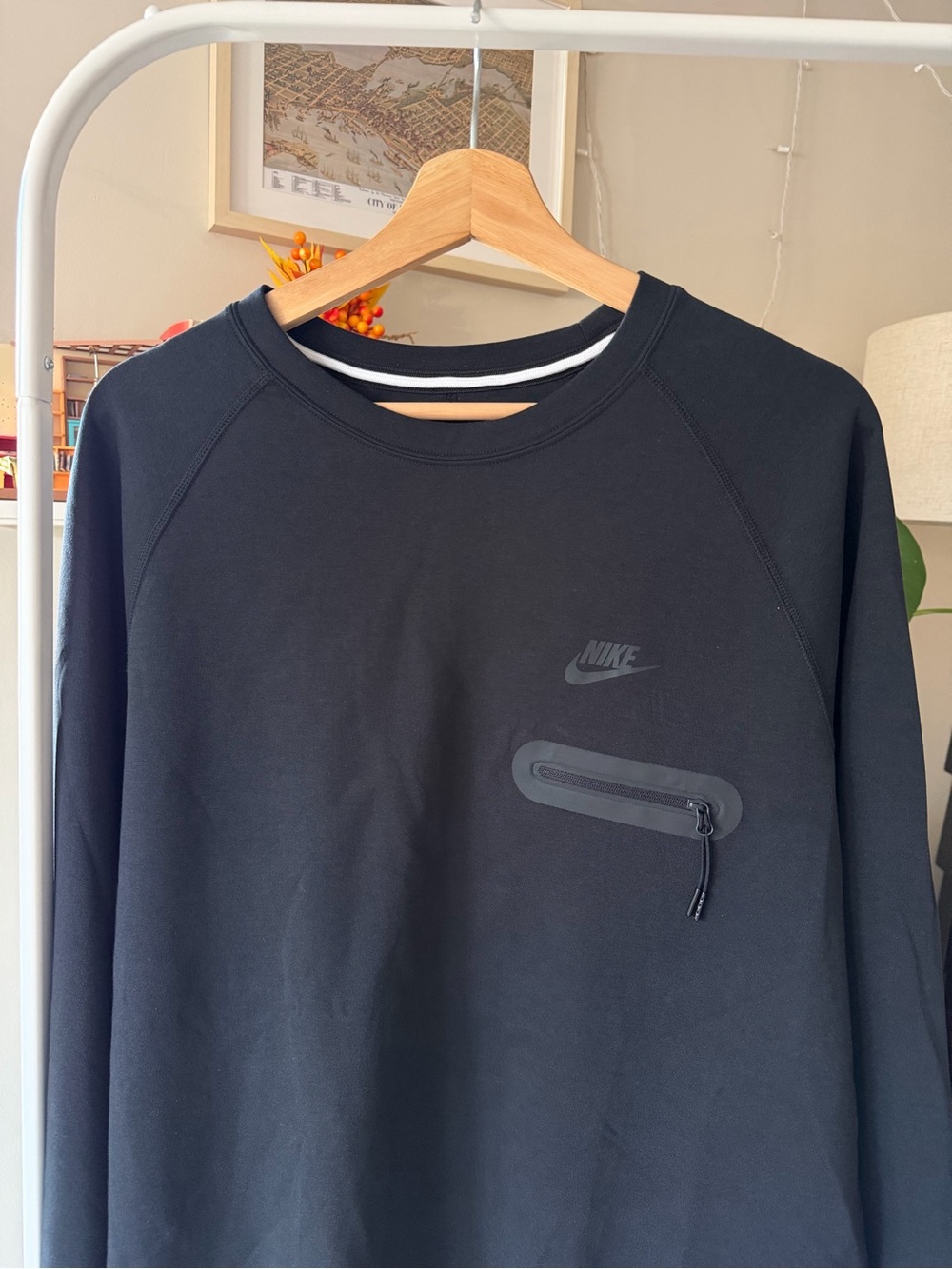 Nike Tech Fleece Lightweight Long-Sleeve Shirt Black Zip Pocket